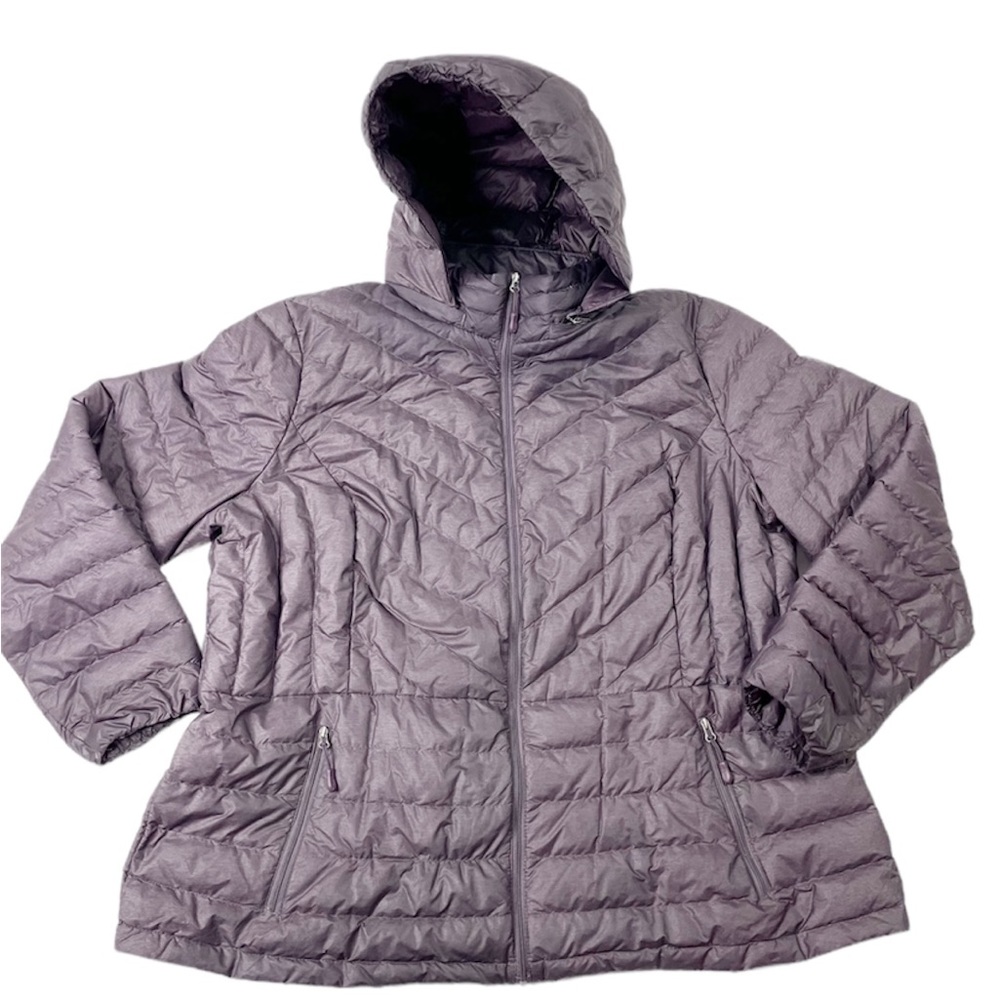 Purple Hooded Puffer Jacket - Picture 1 of 7